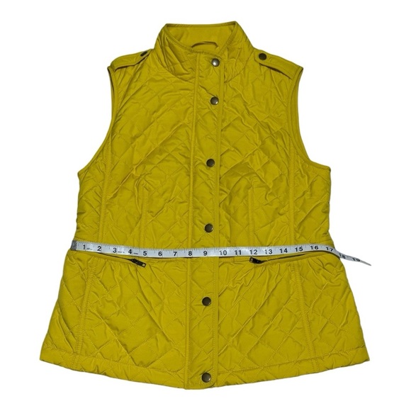 Talbots Yellow Quilted Vest- Fleece Lined Size S - Picture 7 of 12